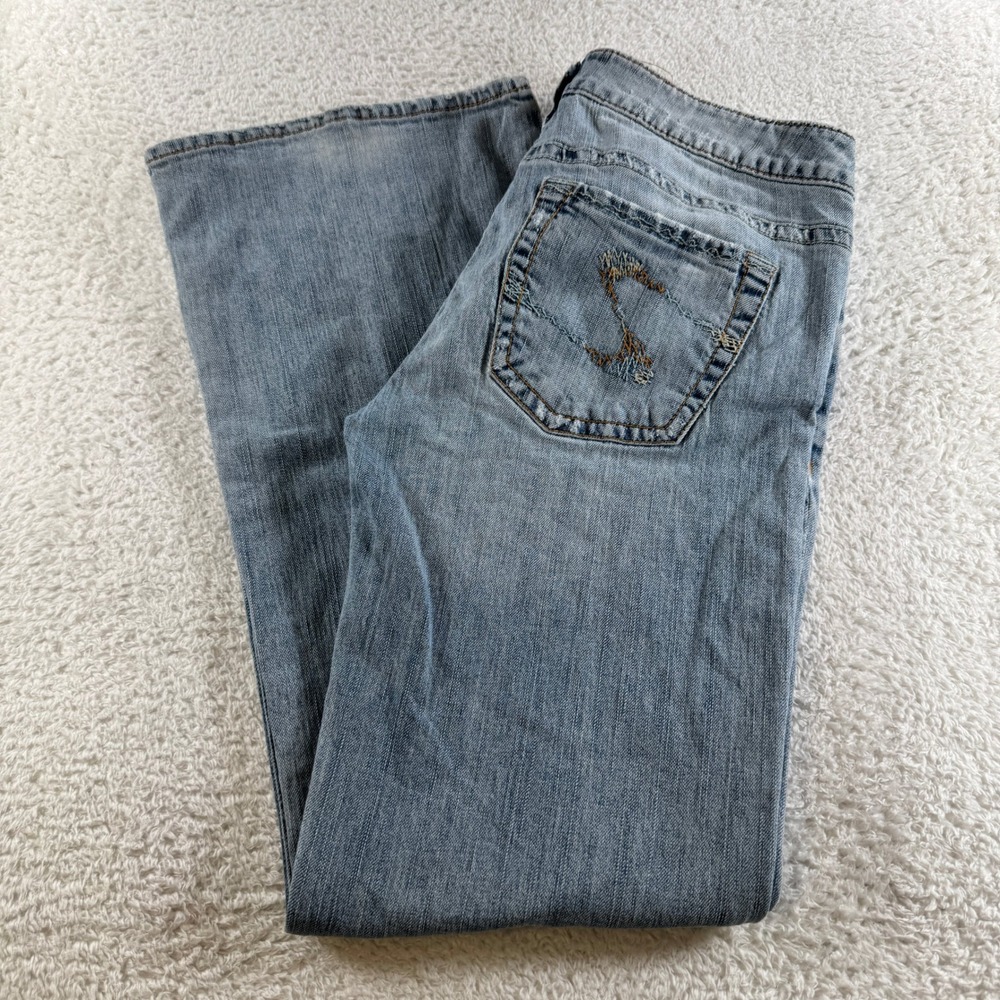 Silver Jeans Tina Flared Jeans Women's 32x31 Blue Denim Low Rise Light Wash